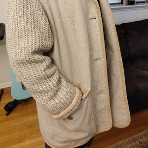 Vintage Fall Coat with Corduroy Accents